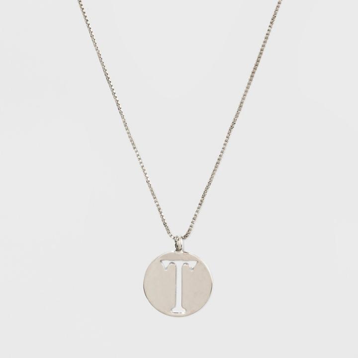 Silver Plated Initial T Pendant Necklace - A New Day Silver,