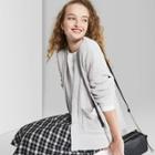 Women's Long Sleeve Open Neck Oversized Chenille Cardigan - Wild Fable Light Gray