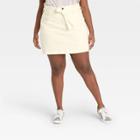 Women's Plus Size High-rise Tie-waist Denim Mini Skirt - Universal Thread Ecru 14w, Blue/white