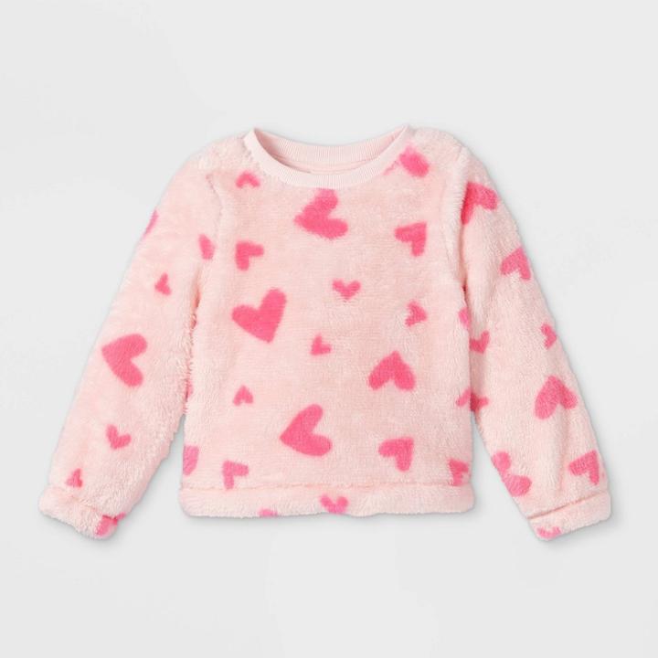 Toddler Girls' Sherpa Pullover Sweatshirt - Cat & Jack Pink