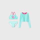 Girls' Long Sleeve Mermaid 3pc Bikini Set - Cat & Jack Aqua