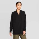 Women's Long Sleeve V-neck Oversized Pullover Sweater - Prologue Black