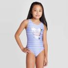 Girls' Save The Ocean One Piece Skirt Swimsuit 2pc Set - Cat & Jack Blue Xs, Girl's, Blue/blue