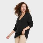 Women's V-neck Tunic Sweater - A New Day Black