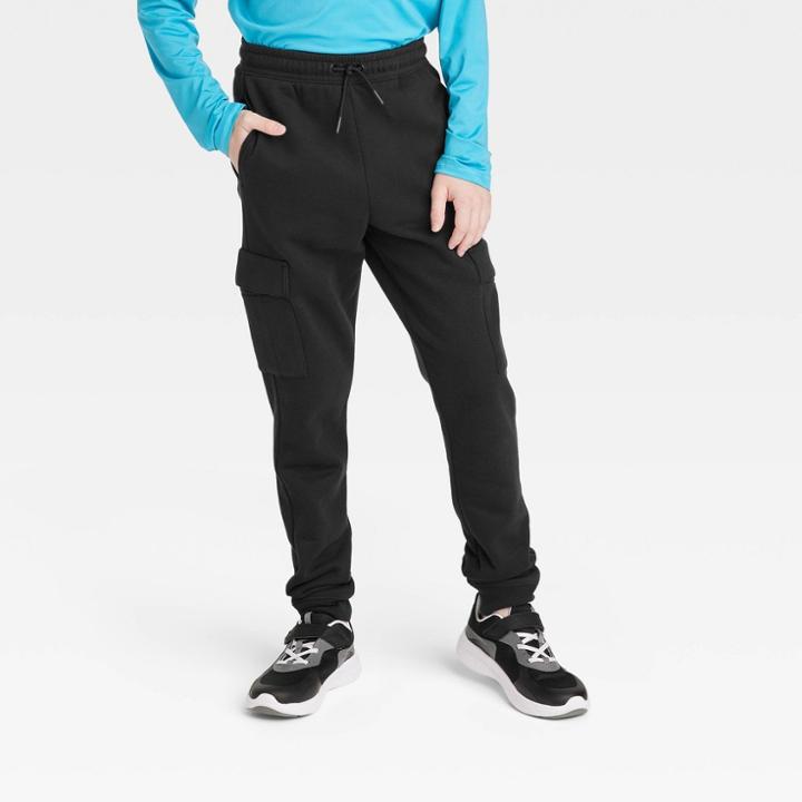 Boys' Cargo Fleece Joggers - All In Motion Black