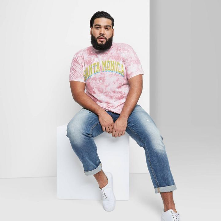 Men's Tall Tie-dye Standard Fit Short Sleeve Knit Crewneck T-shirt - Original Use Purple