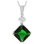 Journee Collection 57 2/5 Ct. T.w. Square-cut Cz Basket Set Pendant Necklace In Sterling Silver - Green, Girl's
