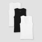 Women's Slim Fit 3pk Bundle Tank Top - A New Day White/white/black