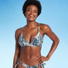 Women's Triangle Bralette Bikini Top - Shade & Shore Blue Snake Print D/dd Cup