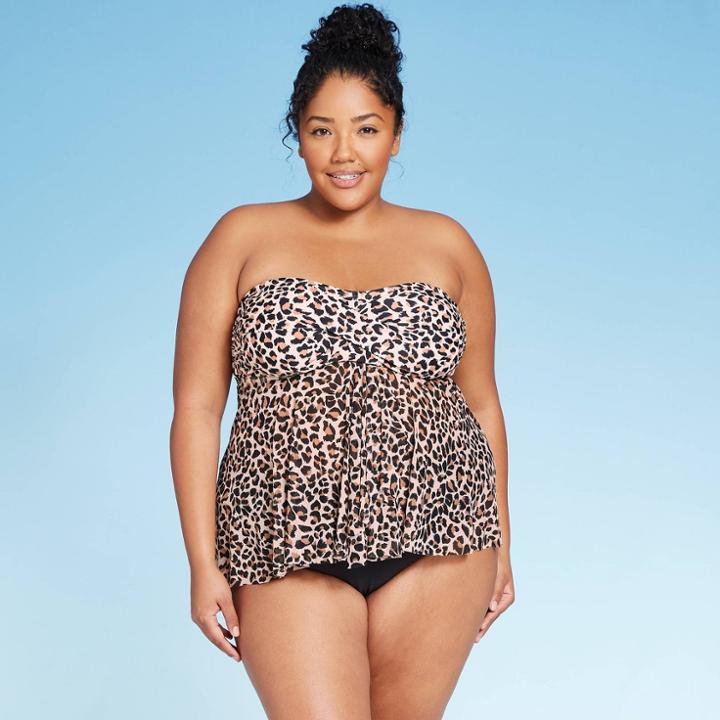 Women's Plus Size Mesh Flyaway Tankini Top - Kona Sol 14w, Women's,