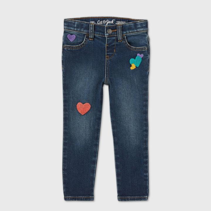 Toddler Girls' Heart Patch Skinny Jeans - Cat & Jack Blue