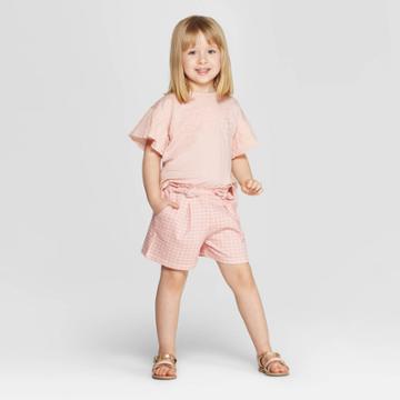 Mila And Emma Petitemila & Emma Toddler Girls' 2pc Short Sleeve T-shirt And Shorts Set - Pink