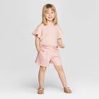 Mila And Emma Petitemila & Emma Toddler Girls' 2pc Short Sleeve T-shirt And Shorts Set - Pink