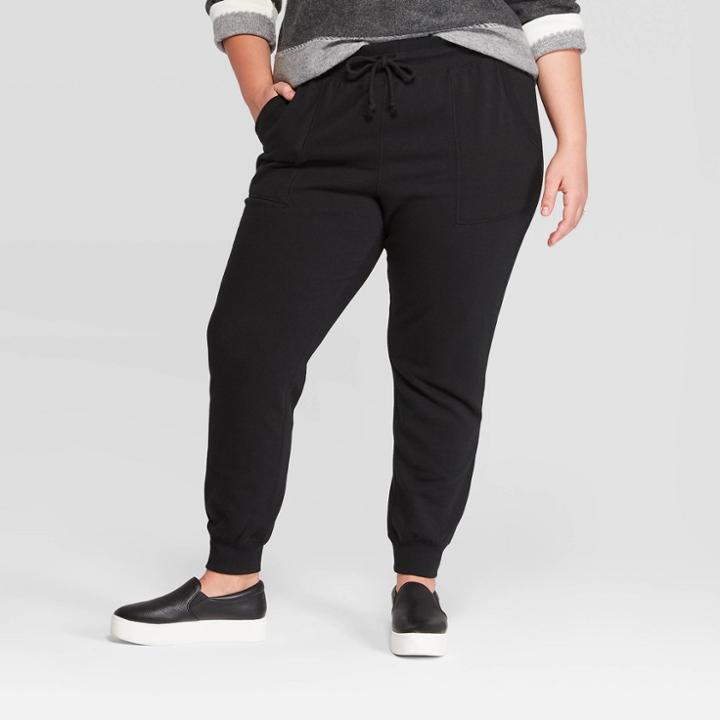 Women's Plus Size Mid-rise Fleece Jogger - Universal Thread Black