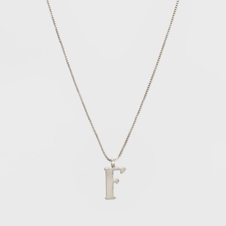 Silver Plated Initial F Pendant Necklace - A New Day Silver,