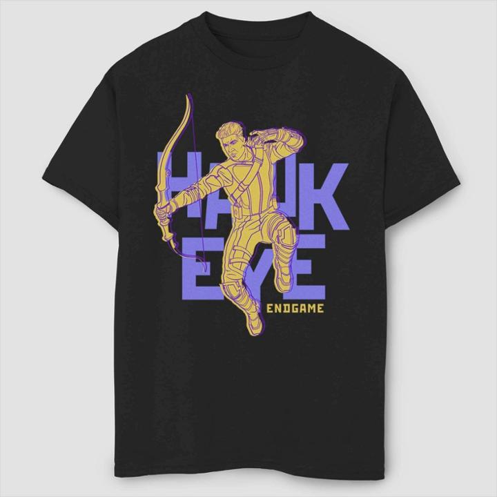Boys' Marvel Hawkeye Text Pop Short Sleeve T-shirt - Black