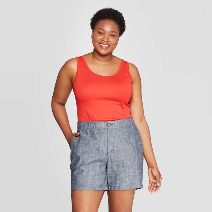 Women's Plus Size Crewneck Perfect Tank - Ava & Viv Red