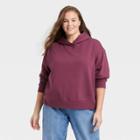 Women's Plus Size Hooded Fleece Sweatshirt - A New Day Burgundy