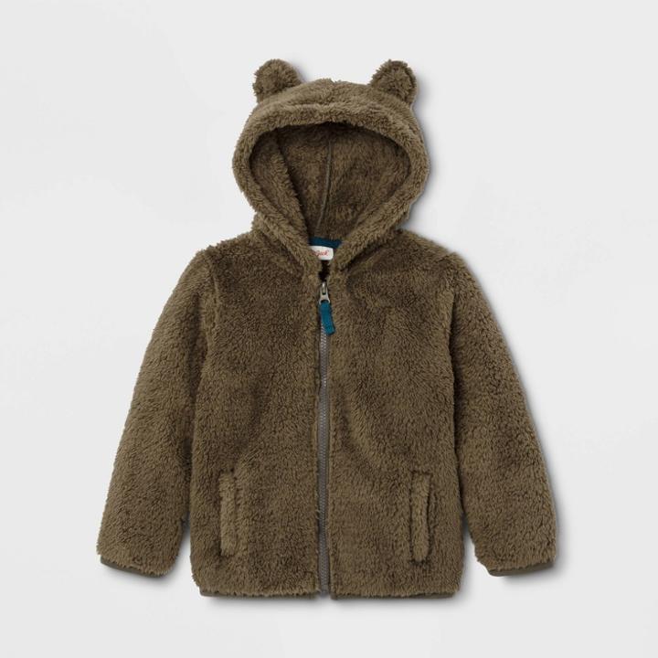 Toddler Sherpa Lined Zip-up Hoodie - Cat & Jack Green 12m, Toddler Unisex