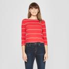 Women's Striped 3/4 Sleeve Boatneck T-shirt - A New Day Red/white