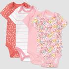 Honest Baby Girls' 4pk Organic Cotton Meadow Floral Short Sleeve Bodysuit - Pink/white Newborn