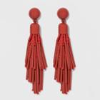 Linear Beaded Tassel Drop Earrings - A New Day Red