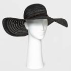 Women's Wide Brim Straw Hat - A New Day Black