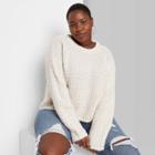 Women's Plus Size Crewneck Waffle Knit Pullover Sweater - Wild Fable Oatmeal Heather 3x, Oatmeal Grey