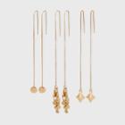 Gold Disc Chain Threader Trio Earring Set 3pc - Wild Fable Gold