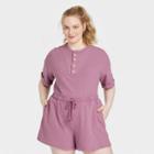 Women's Plus Size Short Sleeve French Terry Henley Shirt - Universal Thread