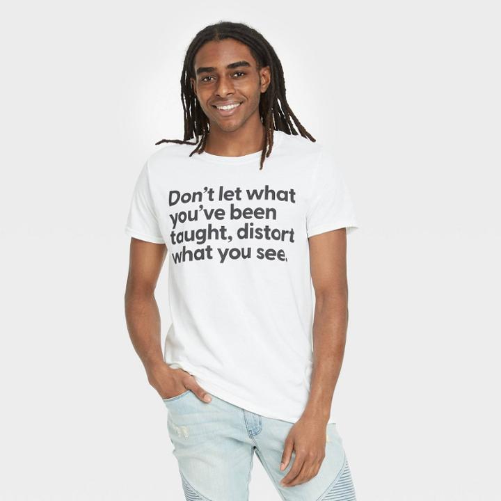 Ev Black History Month Black History Month Men's 'don't Let What You've Been Taught Distort What You See' Short Sleeve T-shirt - White