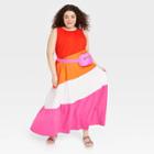 No Brand Pride Adult Plus Size Lesbian Flag Sleeveless Shirtdress - 1x, One Color