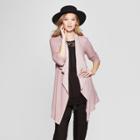 Women's Long Sleeve Waffle Knit Open Cardigan - Knox Rose Misty Rose