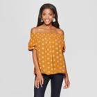 Women's Short Sleeve Tiered Off The Shoulder Top - Xhilaration Rust (red)