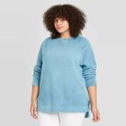 Women's Plus Size Crewneck Fleece Tunic Sweatshirt - Universal Thread Blue
