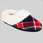 Isotoner Women's Plaid Page Hoodback Slippers - Navy Blue