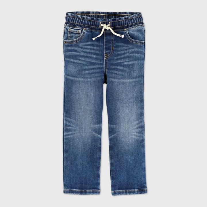 Toddler Boys' Pull-on Brushed Back Straight Leg Jeans - Cat & Jack Medium Wash