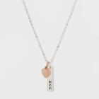 Target Silver Plated Heart Mom Two Tone Charm Necklace - Silver/rose Gold, Girl's