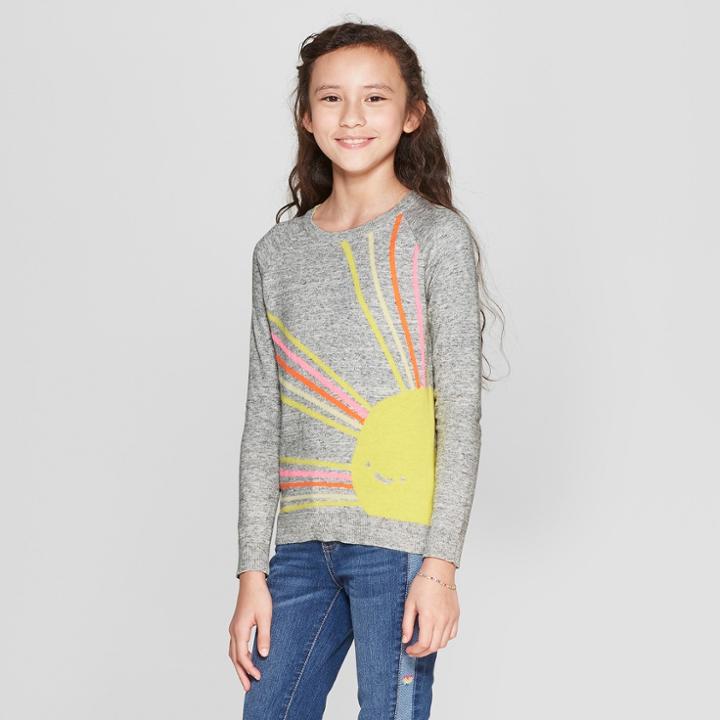 Girls' Sunshine Pullover Sweater - Cat & Jack Heather Grey