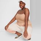 Women's Plus Size Square Neck Spaghetti Strap Bodysuit - Wild Fable Camel