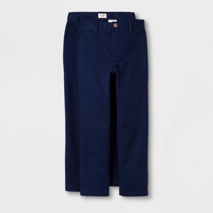 Boys' 2pc Ultimate Flat Front Uniform Chino Pants - Cat & Jack Navy