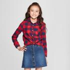 Plus Size Girls' Woven Long Sleeve Button-down Shirt - Cat & Jack Red
