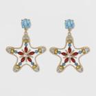 Sugarfix By Baublebar Embellished Starfish Drop Earrings - Aqua, Women's