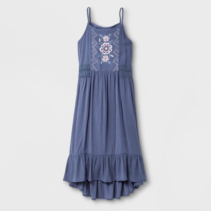 Girls' Gauze Floral Maxi Dress - Art Class Gray