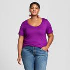 Women's Plus Size Short Sleeve Perfect T-shirt - Ava & Viv Purple 3x, Deep Purple