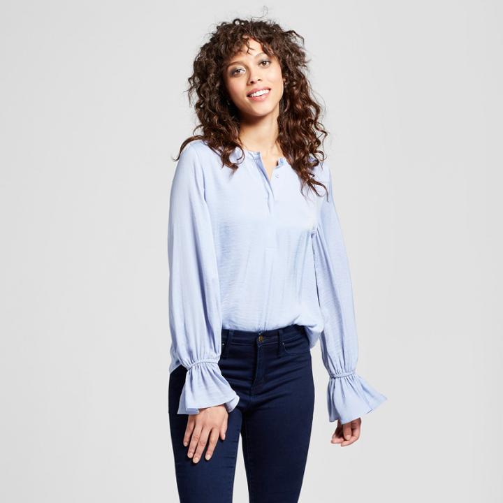 Women's Long Sleeve Ruffle Cuff Blouse - Mossimo
