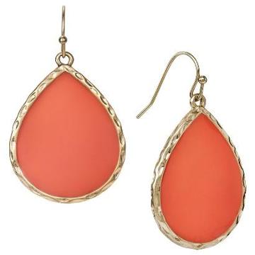 Sequin Women's Flat Tear Drop Earrings - Coral/gold