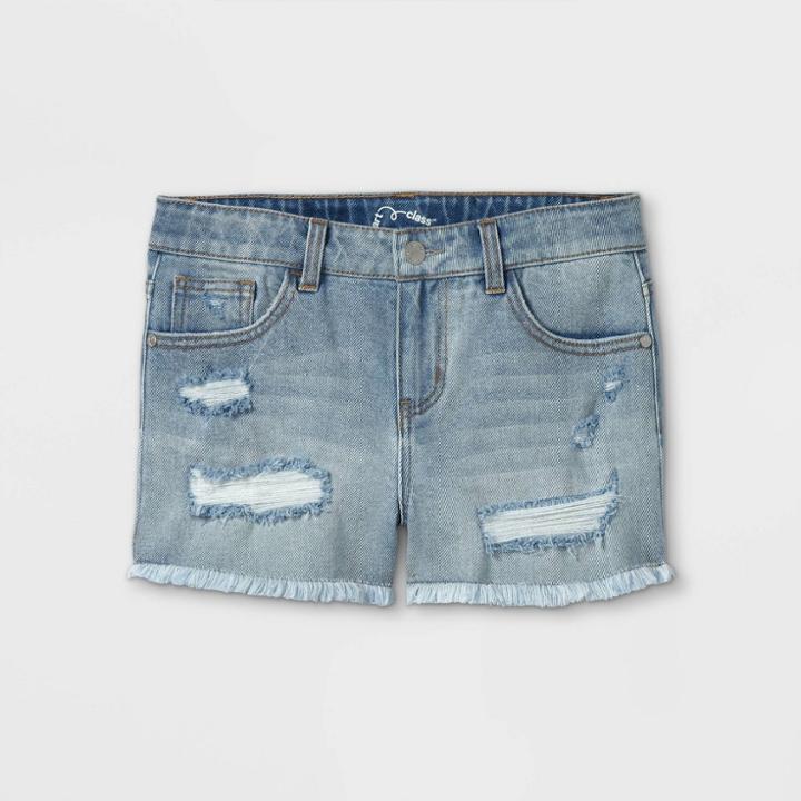 Girls' Raw Edge Jean Shorts - Art Class Blue
