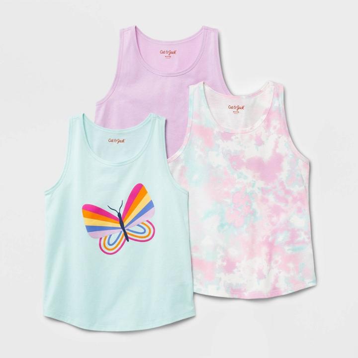 Girls' 3pk Tank Top - Cat & Jack Light Purple/mint/purple