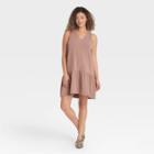 Women's Ruffle Sleeveless Hem Knit Dress - A New Day Brown